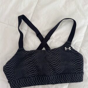 Under Armour Black-Navy Patterned Cross Back Sports Bra